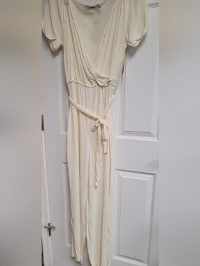 Wrap-Front Cream Jumper with Tie Waist